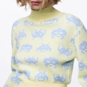 ZARA Space Invaders Taito Jacquard Sweater